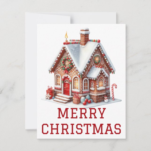 Tarjeta de Navidad de Casa de Pan de Jengibre (Anverso)