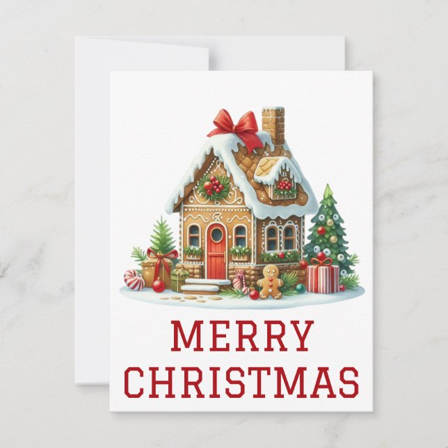 Tarjeta de Navidad de Casa de Pan de Jengibre (Anverso)