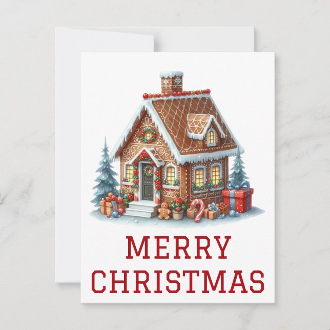 Tarjeta de Navidad de Casa de Pan de Jengibre (Anverso)