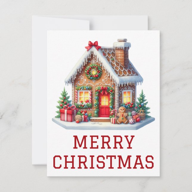 Tarjeta de Navidad de Casa de Pan de Jengibre (Anverso)