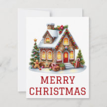 Tarjeta de Navidad de Casa de Pan de Jengibre