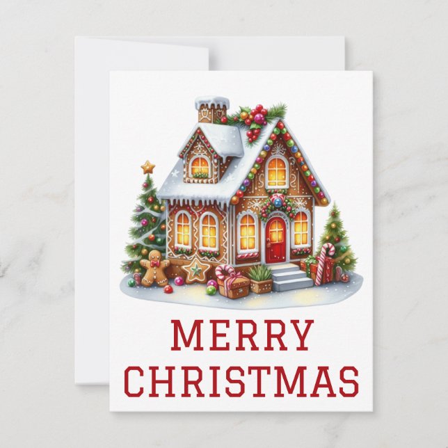 Tarjeta de Navidad de Casa de Pan de Jengibre (Anverso)