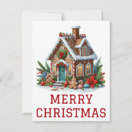 Tarjeta de Navidad de Casa de Pan de Jengibre