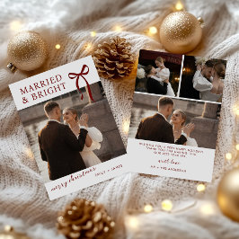 Tarjeta de Navidad de casados y brillante con lazo
