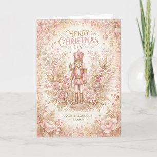 Tarjeta de Navidad de Cascanueces Floral Rosa