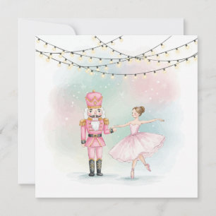 Tarjeta de Navidad de Cascanueces Rosa y Bailarina
