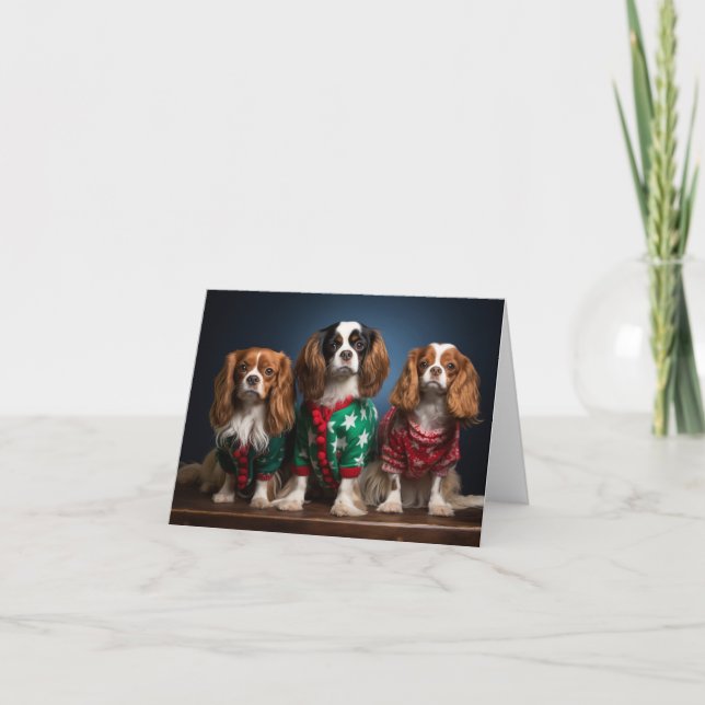 Tarjeta de Navidad de Cavalier King Charles Spanie (Anverso)