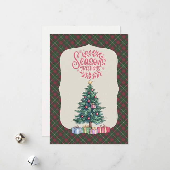 Tarjeta de Navidad de caza del tartán escocés MacG (Anverso/Reverso In Situ)