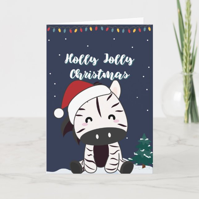 Tarjeta de Navidad de cebra Cebras Animales de inv (Anverso)