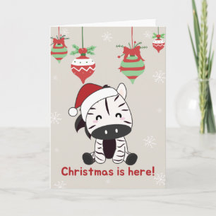 Tarjeta de Navidad de cebra Cebras Animales de inv