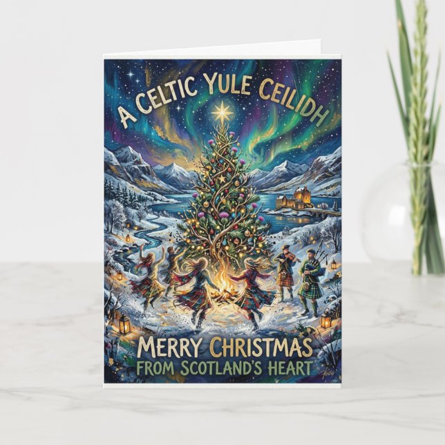 Tarjeta de Navidad de Ceilidh de Yule Celta (Anverso)