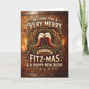 Tarjeta de Navidad de Cerveza Fitz-mas