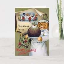 Tarjeta de Navidad de Chef de Gato Victoriano