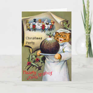 Tarjeta de Navidad de Chef de Gato Victoriano