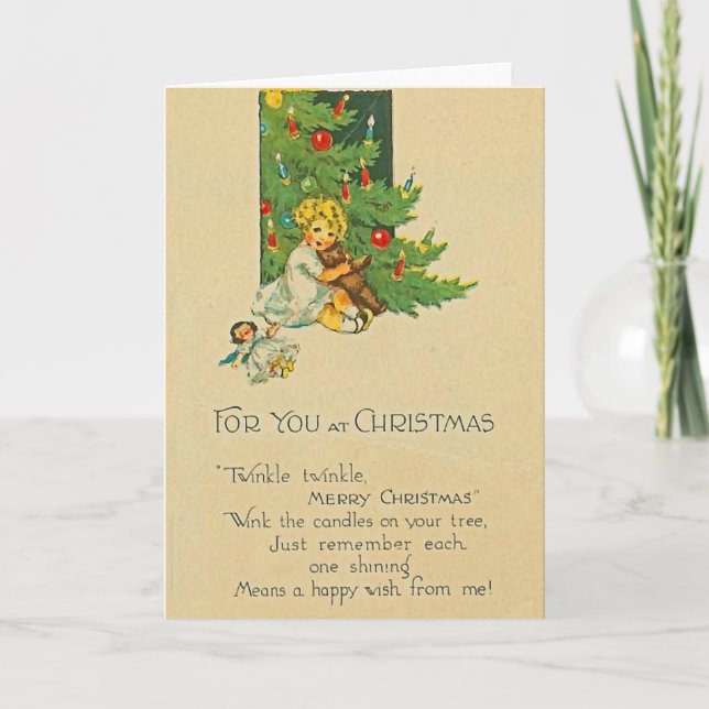 Tarjeta de Navidad de Chica Cute (Anverso)