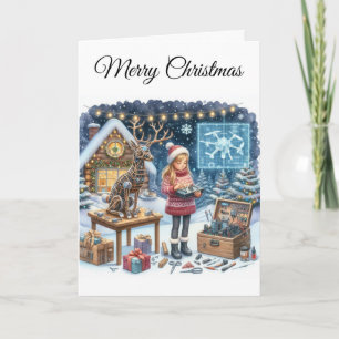 Tarjeta de Navidad de chicas de tecnología de salu