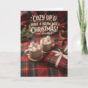 Tarjeta de Navidad de Chocolate Caliente de Tartán