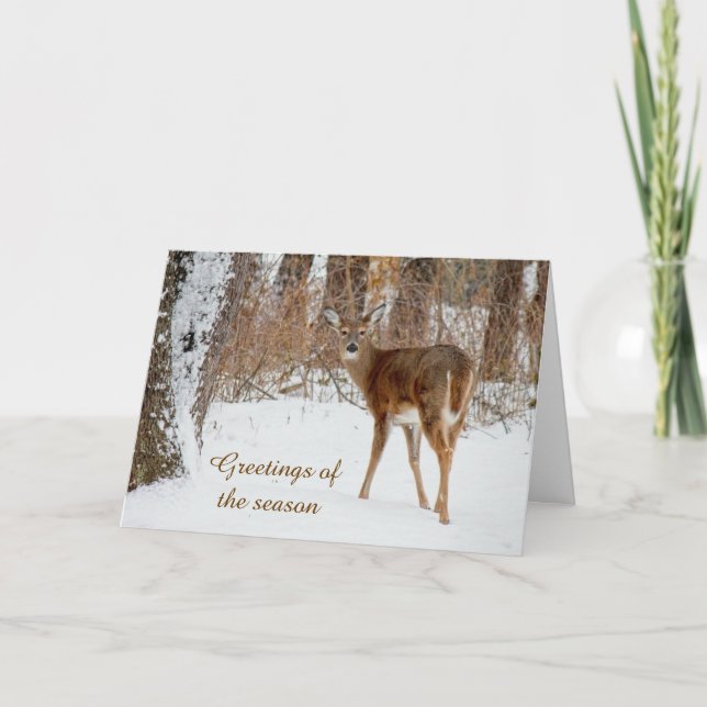 Tarjeta de Navidad de ciervo de cola blanca de tem (Anverso)