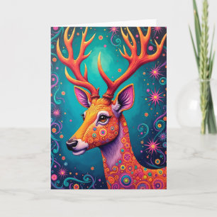 Tarjeta de Navidad de Ciervo de Fantasía