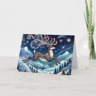 Tarjeta de Navidad de Ciervo de Invierno Preciosa
