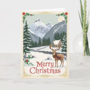 Tarjeta de Navidad de Ciervo de Montaña