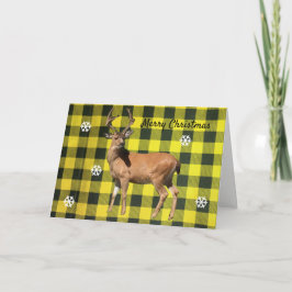 Tarjeta de Navidad de ciervo del bosque con cuadro