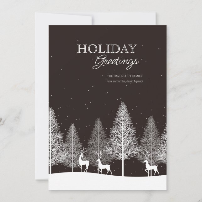 Tarjeta de Navidad de Ciervos de Invierno (Anverso)