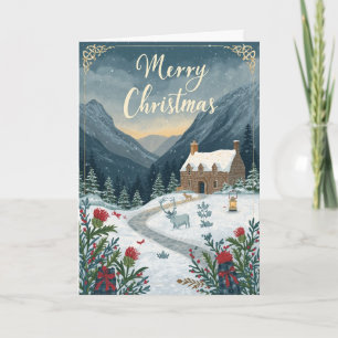Tarjeta de Navidad de Ciervos de Montaña Nevada