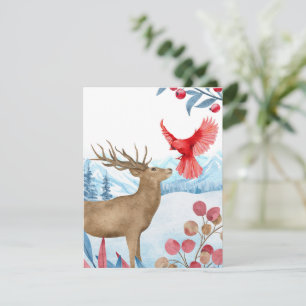 Tarjeta de Navidad de Ciervos y Cardenales