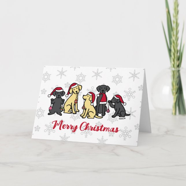 Tarjeta de Navidad de cinco labradores (Anverso)