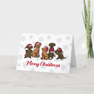 Tarjeta de Navidad de cinco labradores