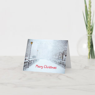 Tarjeta de Navidad de Ciudad con Nieve