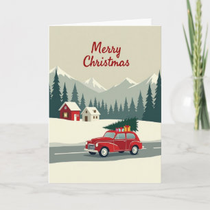 Tarjeta de Navidad de Coche Antiguo