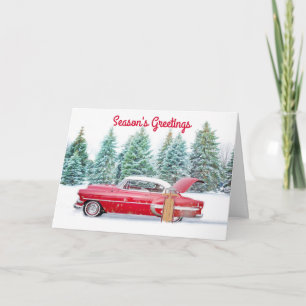 Tarjeta de Navidad de Coche Antiguo