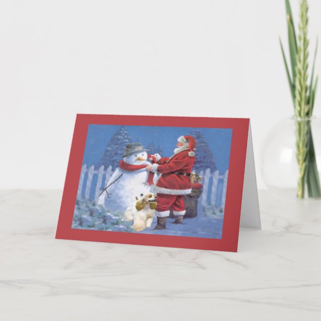 Tarjeta de Navidad de cocker spaniel Santa (Anverso)
