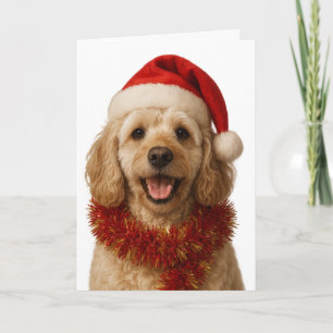 Tarjeta de Navidad de Cockerpoo crema súper linda