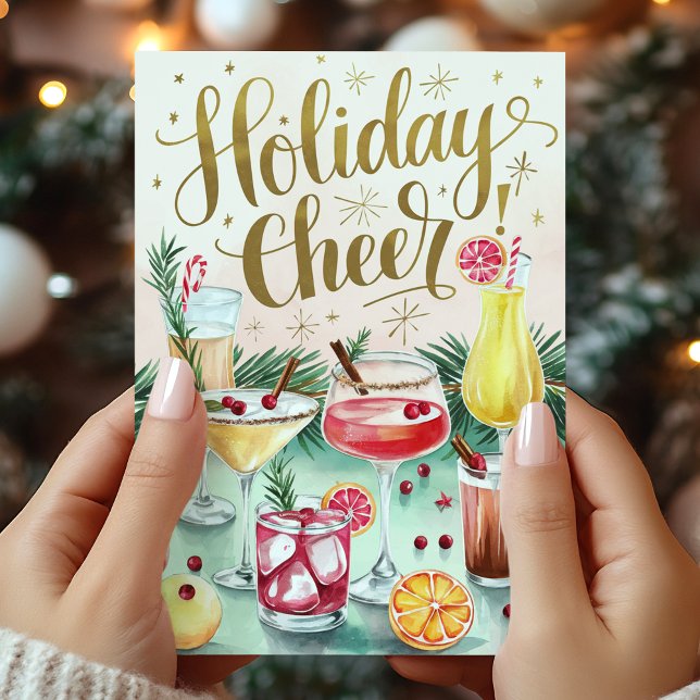 Tarjeta de Navidad de Cóctel de Alegría Navideña (Subido por el creador)