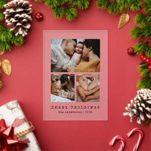 Tarjeta de Navidad de Colaje de 3 Fotos de Máquina