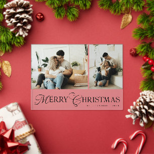 Tarjeta de Navidad de Colaje de Fotos con Letra Mo