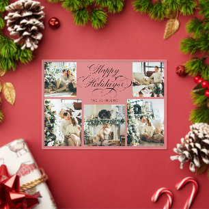 Tarjeta de Navidad de Colaje de Fotos Múltiples El