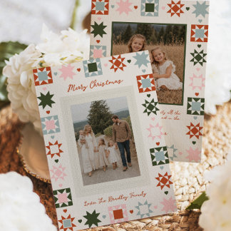 Tarjeta de Navidad de Colcha Colorida