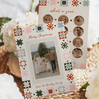 Tarjeta de Navidad de Colcha con Foto Familiar
