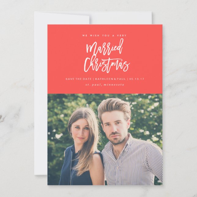 Tarjeta de Navidad de Compromiso, Guardar la Fecha (Anverso)