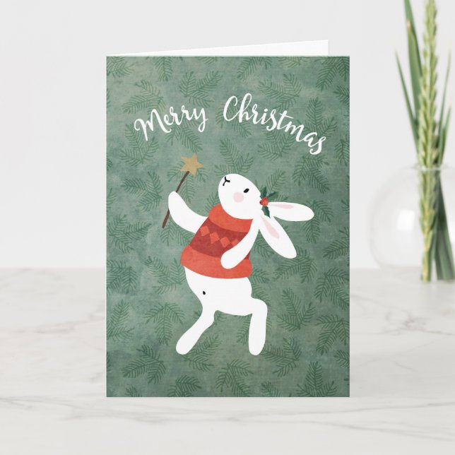 Tarjeta de Navidad de Conejito Dulce (Anverso)