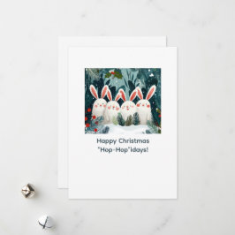 Tarjeta de Navidad de Conejitos Felices con Mensaj