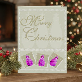 Tarjeta de Navidad de cono de pino rosa doblada co