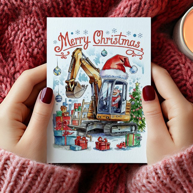 Tarjeta de Navidad de Construcción con Acuarela (Watercolor Construction Christmas Card)