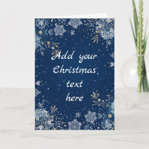 Tarjeta de Navidad de Copo de Nieve Blanca y Azul