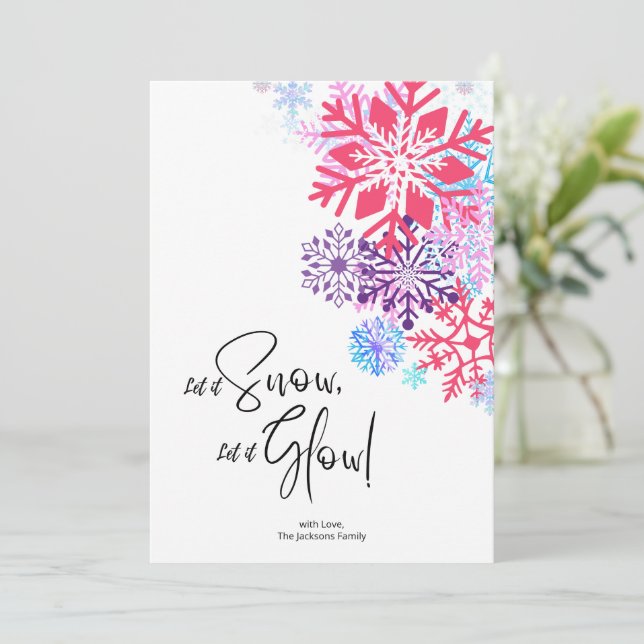 Tarjeta de Navidad de Copo de Nieve Colorido (Anverso de pie)