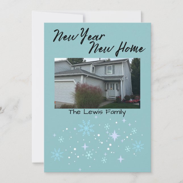 Tarjeta de Navidad de copo de nieve de nuevo año n (Anverso)